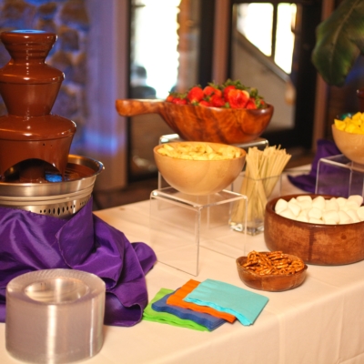 chocolate fountain catering spread