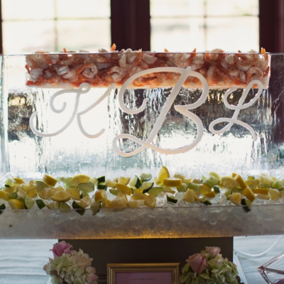 ice sculpture catering - shrimp dish