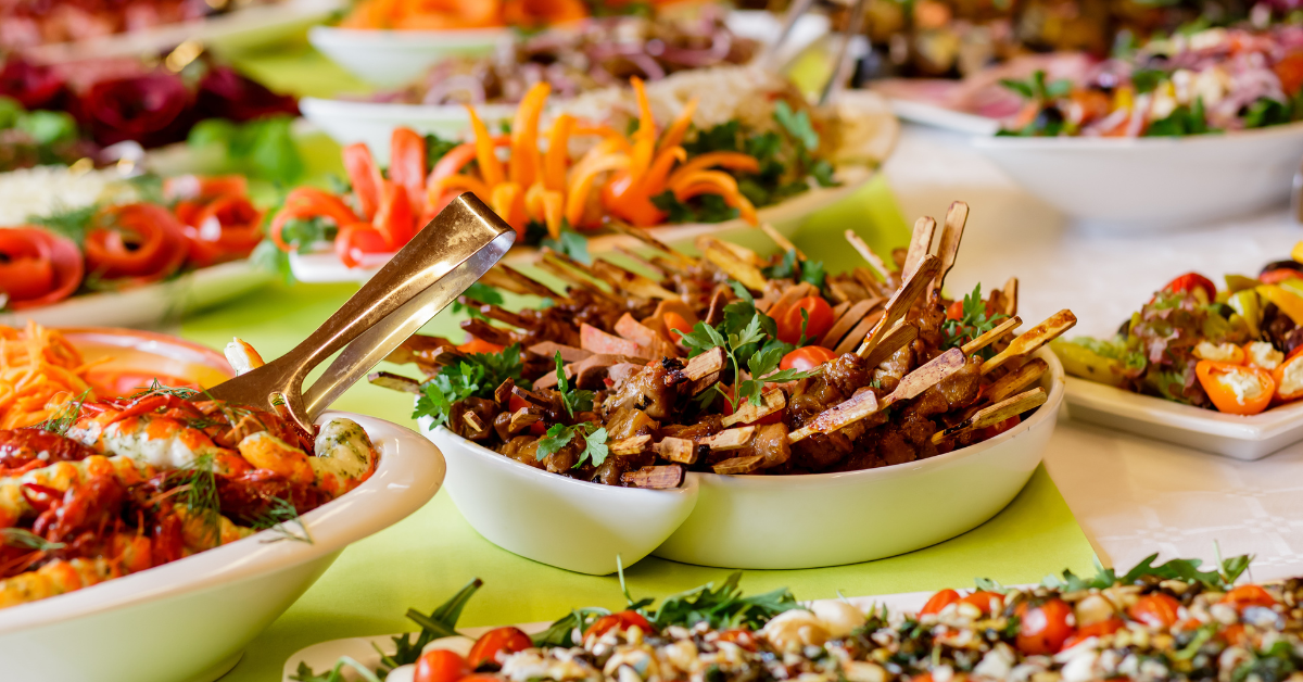 Bride and groom enjoying personalized wedding catering service