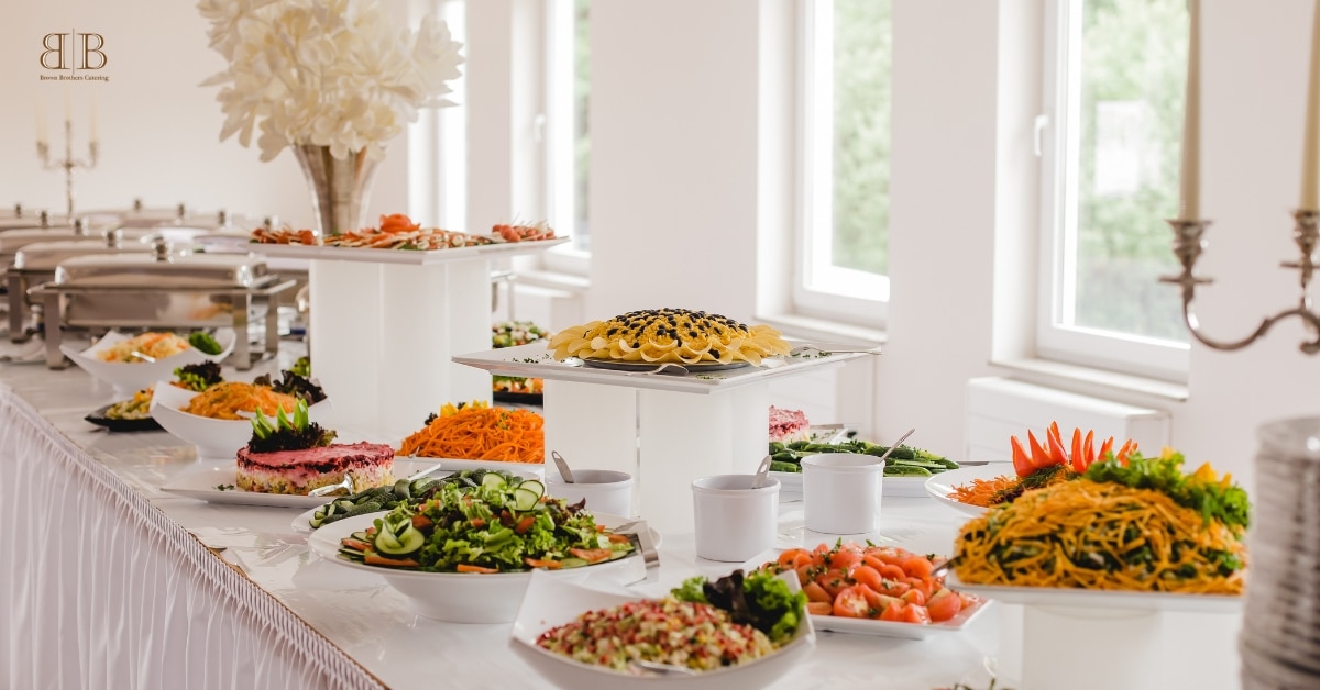 Brown Brothers Catering team preparing wedding food catering in Orem, Utah