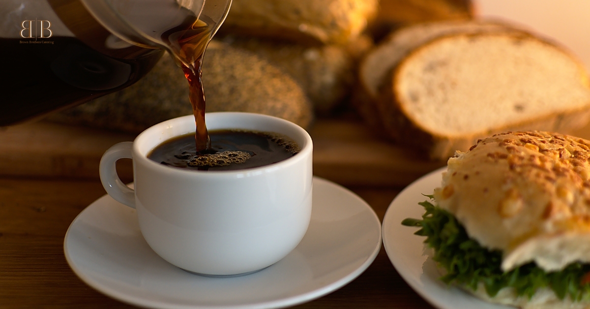 Delicious breakfast catering setup in Orem, Utah with a variety of fresh dishes.