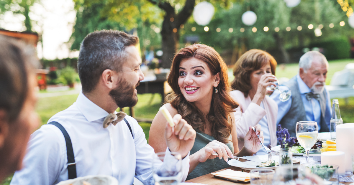 Outdoor buffet-style reception showing real wedding catering costs in Utah