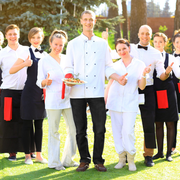 Brown Brothers team serving guests at a catered wedding event in Utah