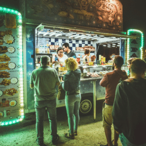 Concession-style food truck catering at public event