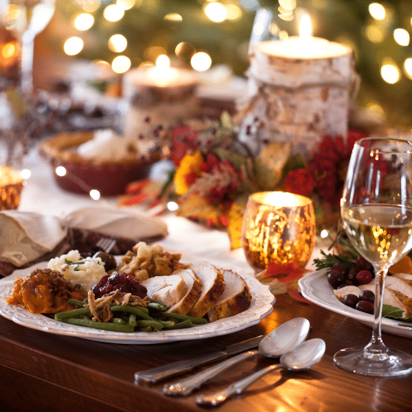Holiday catering menu variety including entrees, sides, and desserts