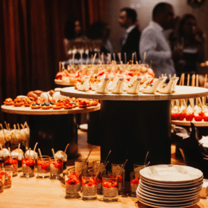 Wedding guests waiting in line due to disorganized buffet service
